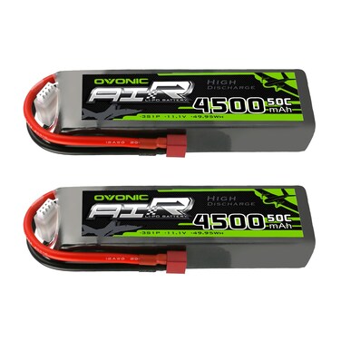 OVONIC 3S Lipo Battery 50C 4500mAh 11.1V Lipo Battery with Dean-Style T Connector for RC Car Truck Boat Airplane Helicopter Quadcopter(2 Packs)