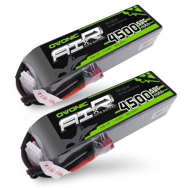 OVONIC 2 Packs 4S 14.8V 4500mAh 50C LiPo Battery Pack with Deans T Plug for RC Evader BX Car, RC Truck, RC Truggy RC Airplane UAV Drone FPV
