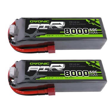 OVONIC 3s 11.1V Lipo Battery 8000mAh 50C Max to 80C Lipo Battery Soft Case with Deans T Connector for RC Airplane Helicopter Car Truck Boat (2 Packs)