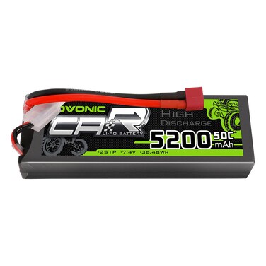 OVONIC 2S Lipo Battery 50C 5200mAh 7.4V Lipo Battery with Dean-Style T Connector for 1/8 1/10 RC Car Truck Boat Vehicles