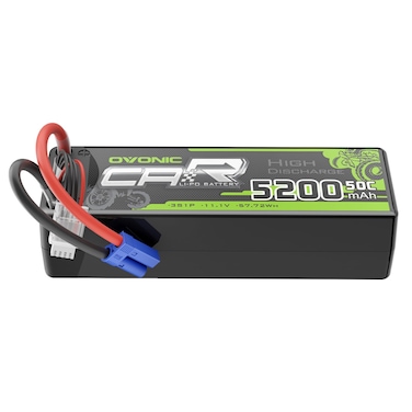 OVONIC 3S Lipo Battery 50C 5200mAh 11.1V Lipo Battery with EC5 Connector for Arrma 1/5 1/8 1/10 RC Car and Truck