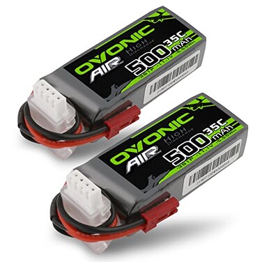 OVONIC 3S Lipo Battery 35C 500mAh 11.1V Lipo Battery with JST Connector for RC Airplane Helicopter Quadcopter FPV Racing Drone(2 Packs)