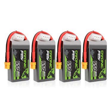 OVONIC 4 Packs 650mah 3S1P 11.1V 80C Lipo Battery Pack with XT30 Plug for RC Airplane