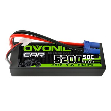 OVONIC 2S Lipo Battery 50C 5200mAh 7.4V Lipo Battery with EC5 Connector for Arrma 1/5 1/8 1/10 RC Car and Truck