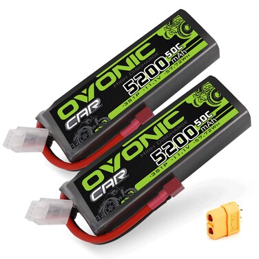 OVONIC Lipo Battery 11.1V 50C 5200mAh 3S Battery with Deans and XT60 Connector for RC Plane DJI Quadcopter RC Airplane RC Helicopter RC Car Truck Boat(2 Packs)