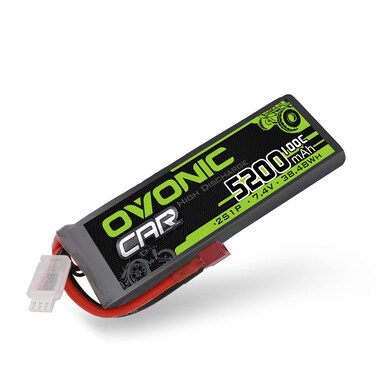 OVONIC Lipo Battery 7.4V 100C 5200mAh 2S Battery Deans T Connector with Housing for RC Car Truck Vehicle Buggy Losi 1/10 Scale Racing Model