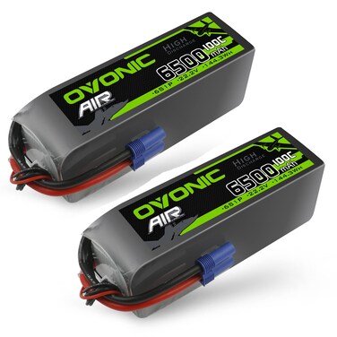 OVONIC Lipo Battery 6500mAh 100C 22.2V 6S RC Battery with EC5 Connector for RC Plane DJI Quadcopter RC Airplane RC Helicopter RC Car Truck Boat 2pcs