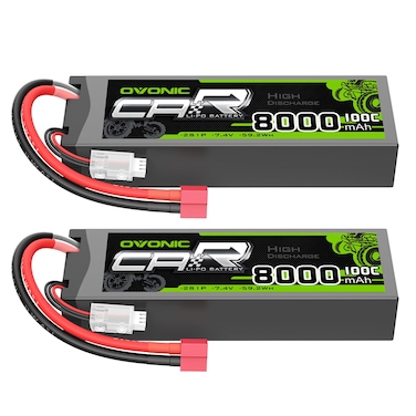 OVONIC Lipo Battery 8000mAh 100C 7.4V 2S RC Battery with T Connector for RC Plane DJI Quadcopter RC Airplane RC Helicopter RC Car Truck Boat 2pcs