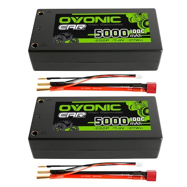 OVONIC Lipo Battery 5000mAh 100C 7.4V 2S RC Battery with Deans T Connector for RC Plane DJI Quadcopter RC Airplane RC Helicopter RC Car Truck Boat 2pcs