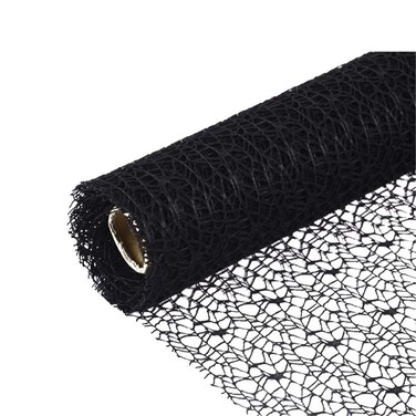 EXCEART Mesh Ribbon Roll Spider Web Deco Ribbon Lace Net Jute Mesh Trim Ribbon Gauze Roll for DIY Craft Packaging Door Curtain Background (Black)