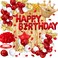 Toylin Red Gold Birthday Decorations, Red Party Decorations, White Gold Confetti Balloons Gold Curtain for Independence Day Baby Shower Wedding Birthday Anniversary Bachelorette Party Decorations
