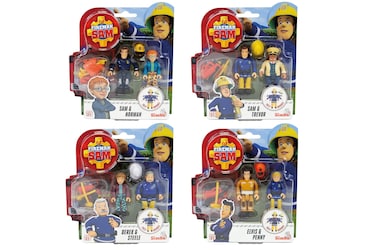 Simba 109251043038 il Pompiere Fireman Sam Set Two Articulated Characters 7.5 cm, with Assorted Accessories, + 3 Years, Multi-Coloured, Piccolo