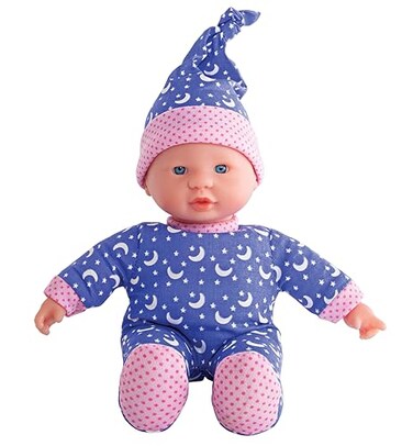 Simba 105010010 - Laura Little Star, Soft Body Doll in Cute Romper and Hat with Luminous Moons and Stars, 20 cm, Glow in The Dark, Baby Doll from 12 Months