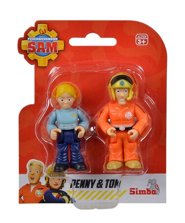 Simba 109252585 Fireman Double Set, 2 Assorted Colours, Only One Item Delivered, Sam and Rose or Penny and Tom, Figure 7 cm, Movable, from 3 Years