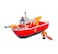 Simba 109252580 - Firefighter Sam Fire Boat Titan 32 cm Floating Toy Boat, from 3 Years, You can Play with it Both on Land and in Water, Bath Toy with Firefighter Figure, Red