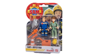 Fireman Sam Figures Double Pack V, 4 Assortments, with New Uniforms, Each with 2 Figures, 1 Animal and Accessories, Movable, 7.5 cm, from 3 Years