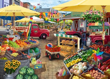 Wonder Forge Farmer's Market Day 1000 Piece Jigsaw Puzzle for Adults   Unique, Perfectly-Fitting Pieces   Fun, Vibrant Imagery   Amazon Exclusive