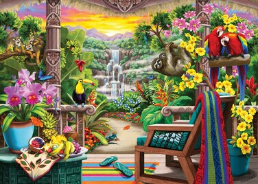 Wonder Forge Tropical Retreat 1000 Piece Jigsaw Puzzle for Adults   Unique, Perfectly-Fitting Pieces   Fun, Vibrant Imagery   Amazon Exclusive