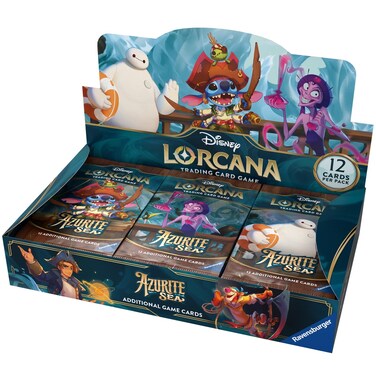 Ravensburger Disney Lorcana TCG: Azurite Sea Booster Pack Display   24 Packs with 12 Trading Cards Each   Ideal for Collectors &amp; Disney Fans   Suitable for Ages 8+