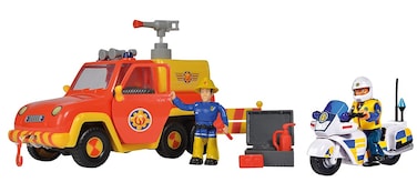 Simba 109251099038 Fireman Sam Venus Pick-Up and Police Motorcycle 2 Figures with Jet and Sound Functions Batteries Included for Ages 3 and Above