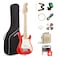 Donner 30 Inch Kids Electric Guitar Beginner Kits ST Style Mini Electric Guitar for Boys Girls with Amp, 600D Bag, Tuner, Picks, Cable, Strap, Extra Strings, DSJ-100, Red