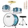 Kids Drum Set Eastar 3-Piece for Beginners, 14 inch Drum Kit with Adjustable Throne, Cymbal, Pedal &amp; Two Pairs of Drumsticks, Junior Drum Set with Bass Tom Snare Drum, Metallic Sky Blue