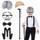 Yunsuelo Old Man Costume Wig for Kids, 100 Days of School Costume for Boys and 8pcs Grandpa Costume for Kids with Mustache, Cane, Glasses, 100th Day of School Dress Up Accessories