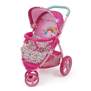 Baby Alive: Doll Jogging Stroller - Pink &amp; Rainbow - Fits Dolls Up to 24", Retractable Canopy, Front Bumper Bar, Swivel Wheels, Safety Harness, Pretend Play for Kids Ages 3+