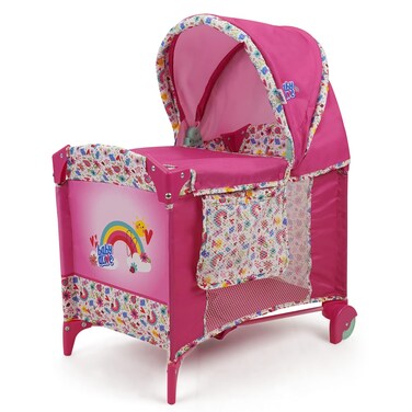 Baby Alive: Deluxe Doll Play Yard - Pink &amp; Rainbow - Fits Dolls Up to 18", Retractable Canopy, Easy Maneuvering, Folds for Travel &amp; Storage, Pretend Play for Kids Ages 3+