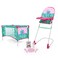 Baby Alive: at Home Set - 7pcs - Green, Pink, Hearts - Play Yard, Highchair, Feeding Accessories, Playset for Dolls Up to 18", Kids Toy, Ages 3+