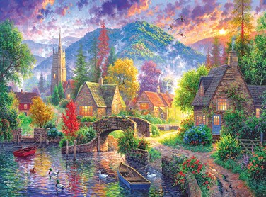 RoseArt - Abraham Hunter - Mountain Village - 1000 Piece Jigsaw Puzzle for Adults