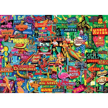 Cra-Z-Art Kodak 1,000 Piece Jigsaw Puzzle, Neon Signs, 20" x 27