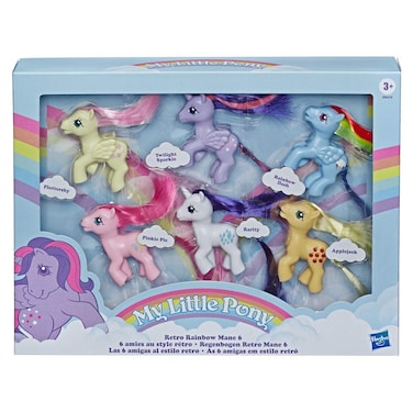 My Little Pony Retro Rainbow Mane 6-80s-Inspired Collectable Figures with Retro Styling; 6 3-Inch Toys (Amazon Exclusive)