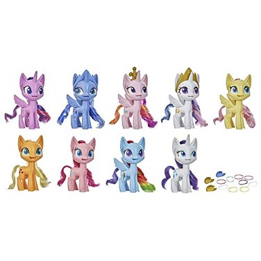 My Little Pony Mega Friendship Collection Set of 9 Toy Pony 12.5-cm Figures with Brushable Hair, Comb and 15 Accessories