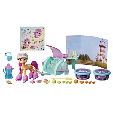 My Little Pony: A New Generation Smoothie Shop Sunny Starscout - Story Scene Toy, 25 Accessories and Pony Figure, Multi