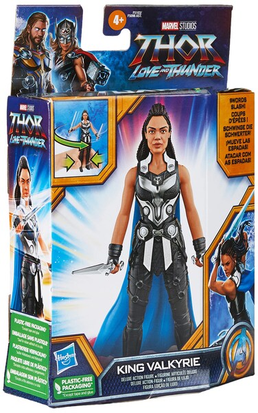 Marvel Studios' Thor: Love and Thunder King Valkyrie Toy, 6-Inch-Scale Deluxe Action Figure with Action Feature, Toys for Kids Ages 4 and Up