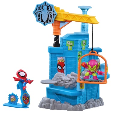Marvel Stunt Squad Crane Smash Playset, Spider-Man vs. Green Goblin, 1.5-Inch Super Hero Action Figures, Marvel Toys for Kids Ages 4 and Up