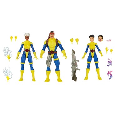 Marvel Legends Series Forge, Storm, &amp; Jubilee X-Men 60th Anniversary Action Figure Set, 6-Inch Action Figures