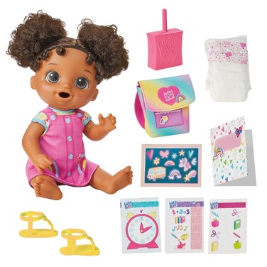 Baby Alive Time for School Baby Doll Set, 12 Inch, Back to School Toys for Girls &amp; Boys, Black Hair, Preschool Gifts for Kids, Ages 3+ (Amazon Exclusive)