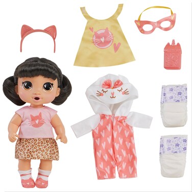 Baby Alive Super BFF Katie Kat Black Hair Dress Up Baby Doll Playset, 11 Inches, Toys for 3 Year Old Girls &amp; Boys &amp; Up (Amazon Exclusive)