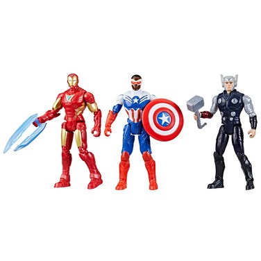Marvel Avengers Epic Hero Series Team-Up Gift Pack, 4-Inch-Scale (10cm) Captain America, Thor, Iron Man Action Figures, Toys for Kids Ages 4 and Up