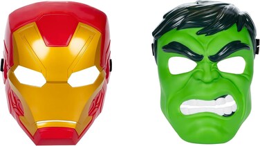 Marvel Avengers Hero Mask Multipack, Iron Man &amp; Hulk Mask 2-Pack, Super Hero Roleplay Toys for Kids Ages 5 and Up