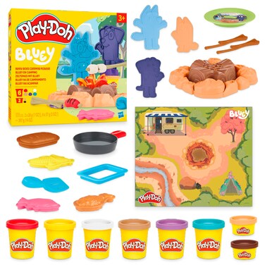 Play-Doh Bluey Goes Camping Playset with Campfire Themed Tools, Kids Arts and Crafts Toys for Girls and Boys 3 Years &amp; Up