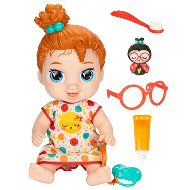 Baby Alive Lil Dreamer Dottie Doodle Sleepy Baby Doll Set, Red Hair, Fun Sleepover Theme, Preschool Toys for Girls &amp; Boys 3 Years &amp; Up