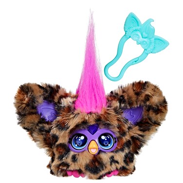 Furby Furblets Chee-Chee Mini Friend, Electronic Plush Toys for Girls &amp; Boys 6+, Cheetah Print, Speaks Furbish &amp; Plays Music, Series 4