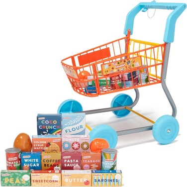 Casdon Shopping Trolley   Colourful Toy Shopping Trolley for Children Aged 3+   Equipped with Everything Needed for an Exciting Shopping Trip!