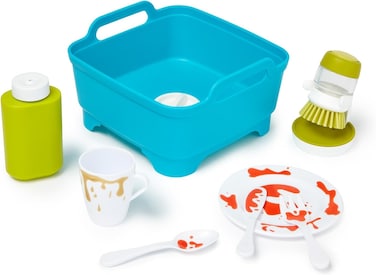 Casdon Joseph Joseph Wash &amp; Scrub. Washing Up Set For Children Aged 3+. Includes Colour-Changing Cutlery and Crockery For Realistic Play.