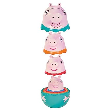 Toomies Peppa Pig Nesting Family - Includes Peppa Pig, Mummy Pig, Daddy Pig and Rattling George - Sorting and Pouring Toddler Bath Toys - Toddler Water Toys for Bath or Pool - Ages 18 Months and Up
