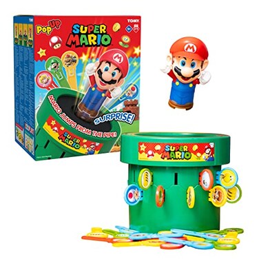 TOMY Pop Up Super Mario Family and Preschool Kids Board Game, 2-4 Players, Suitable for Boys &amp; Girls Ages 4+