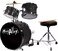Music Alley 3 Piece Kids Drum Set with Throne, Cymbal, Pedal &amp; Drumsticks, Metallic Black, (DBJK02-BK)
